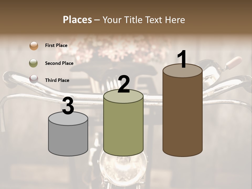 A Close Up Of A Bike Handlebar With Flowers In The Background PowerPoint Template