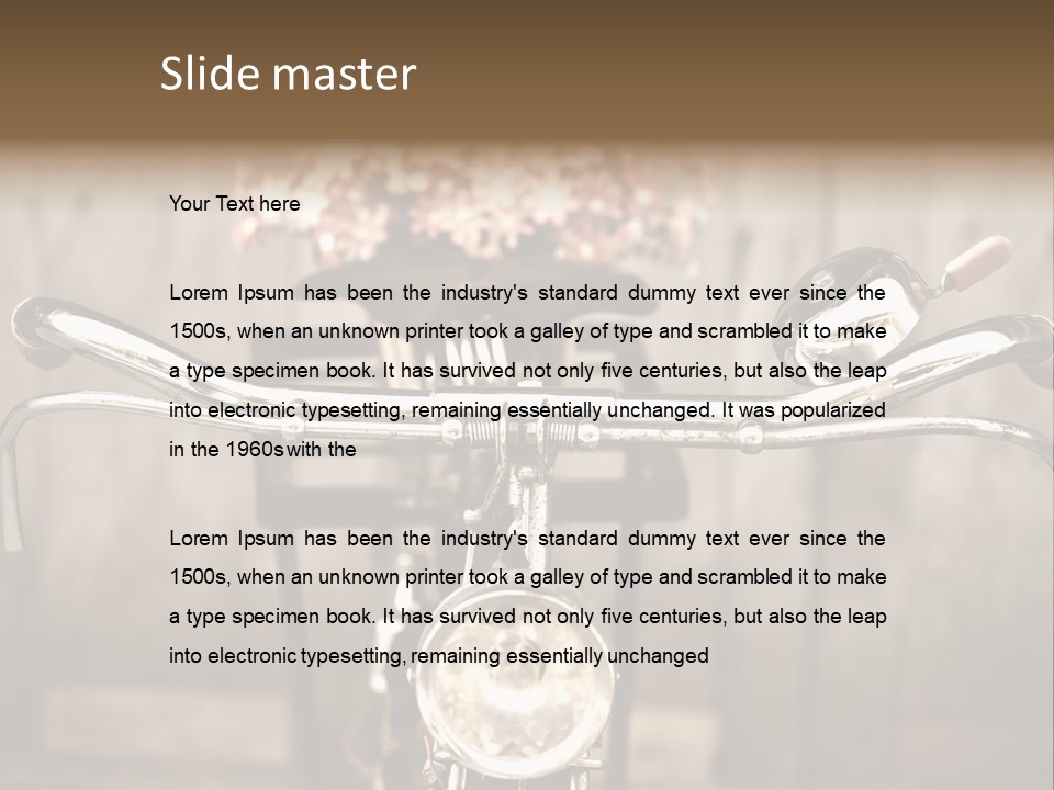 A Close Up Of A Bike Handlebar With Flowers In The Background PowerPoint Template