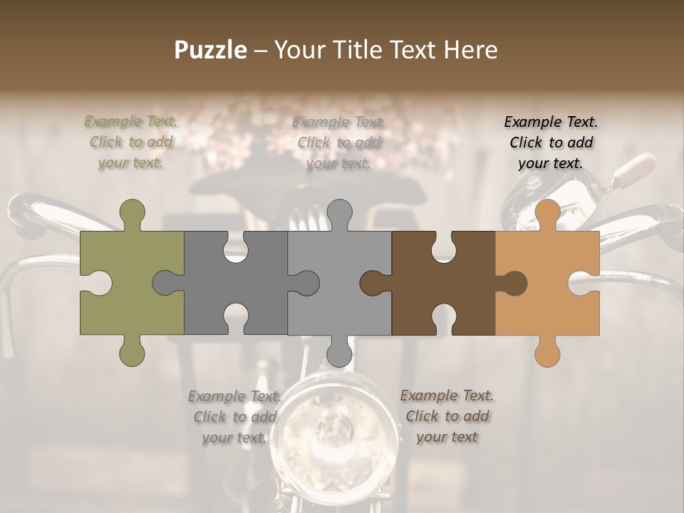 A Close Up Of A Bike Handlebar With Flowers In The Background PowerPoint Template