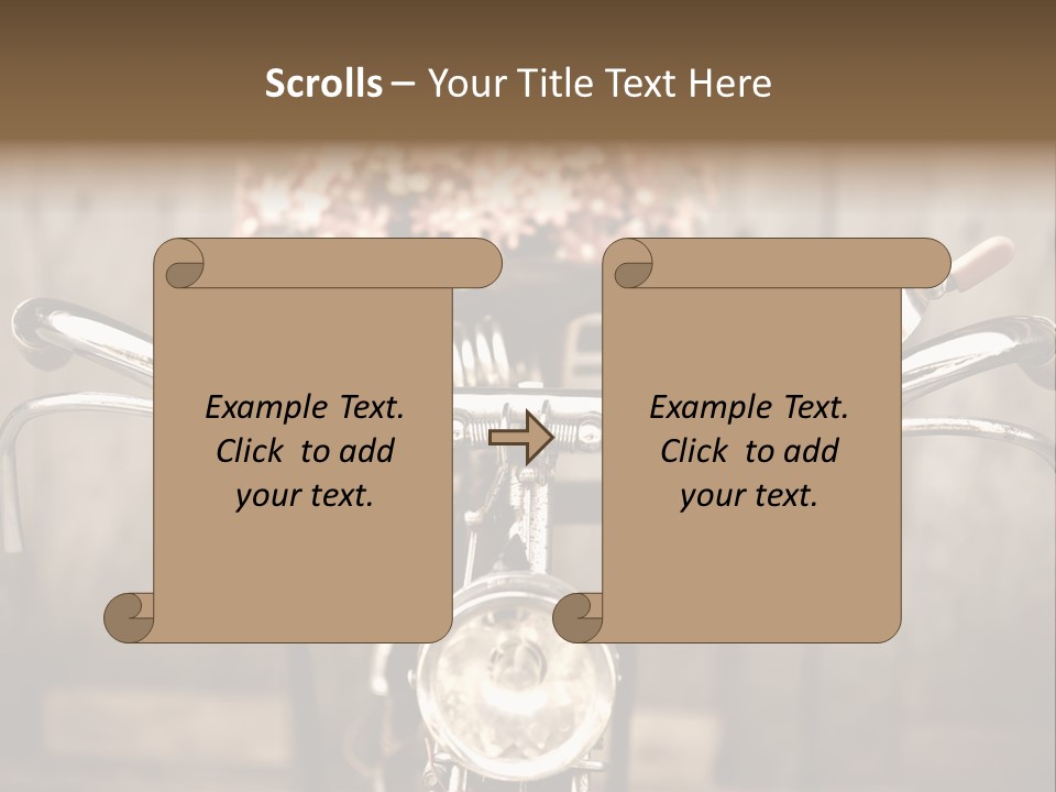 A Close Up Of A Bike Handlebar With Flowers In The Background PowerPoint Template