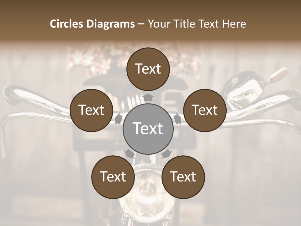 A Close Up Of A Bike Handlebar With Flowers In The Background PowerPoint Template