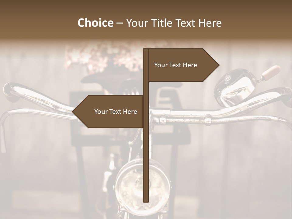 A Close Up Of A Bike Handlebar With Flowers In The Background PowerPoint Template