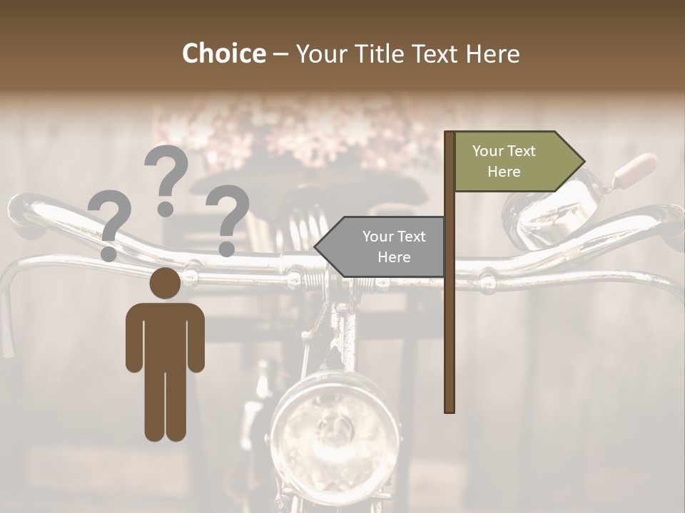 A Close Up Of A Bike Handlebar With Flowers In The Background PowerPoint Template