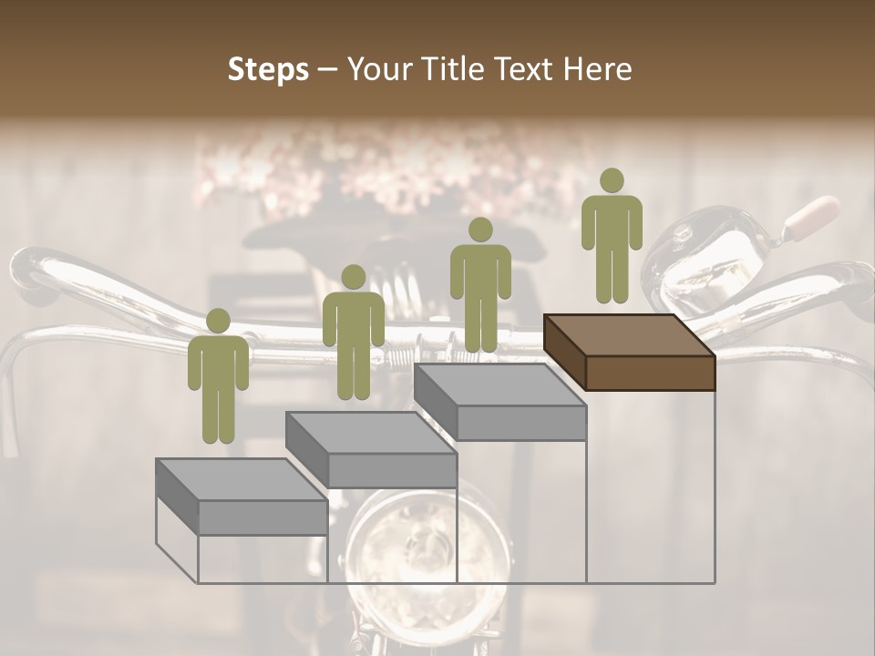 A Close Up Of A Bike Handlebar With Flowers In The Background PowerPoint Template