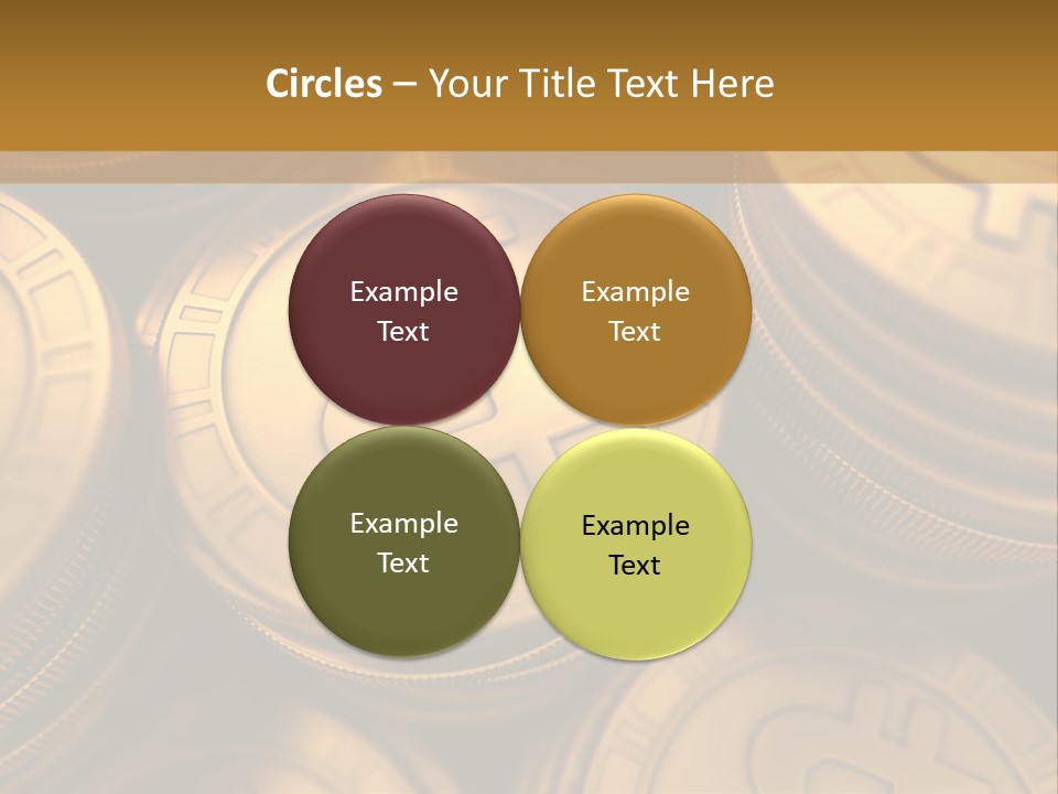 A Pile Of Golden Bitcoins Powerpoint Template PowerPoint Template