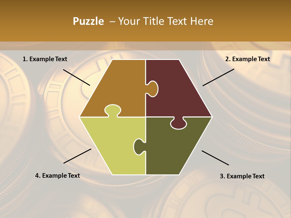 A Pile Of Golden Bitcoins Powerpoint Template PowerPoint Template