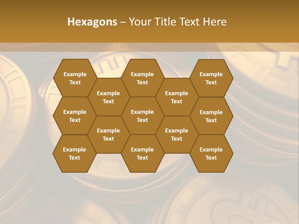 A Pile Of Golden Bitcoins Powerpoint Template PowerPoint Template