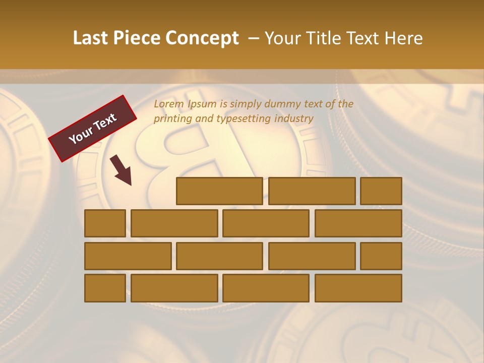 A Pile Of Golden Bitcoins Powerpoint Template PowerPoint Template