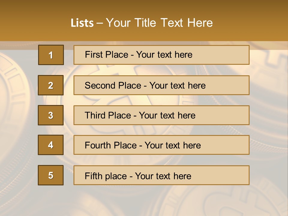 A Pile Of Golden Bitcoins Powerpoint Template PowerPoint Template