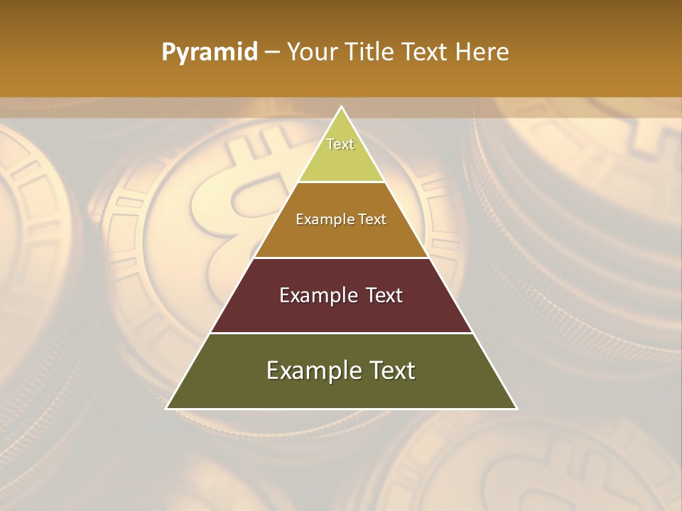 A Pile Of Golden Bitcoins Powerpoint Template PowerPoint Template