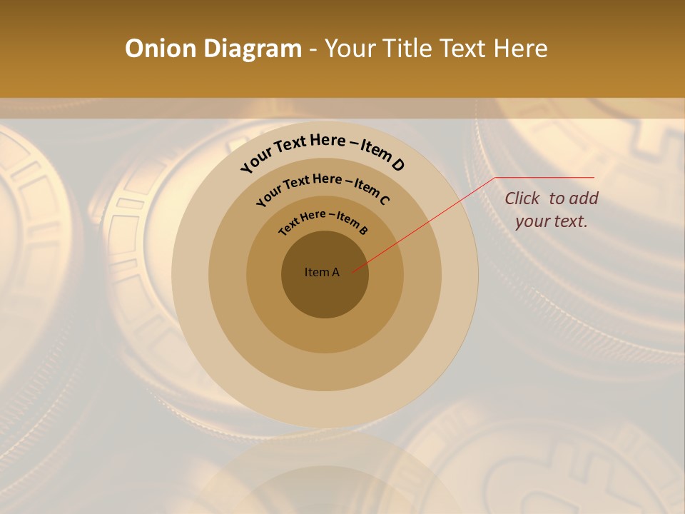 A Pile Of Golden Bitcoins Powerpoint Template PowerPoint Template