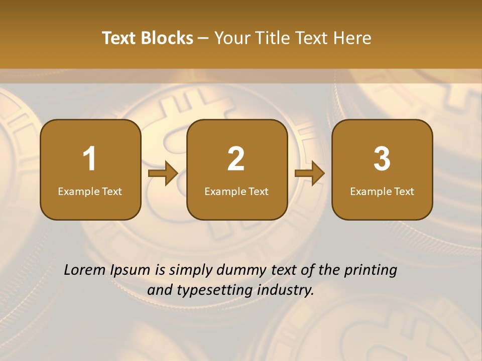 A Pile Of Golden Bitcoins Powerpoint Template PowerPoint Template