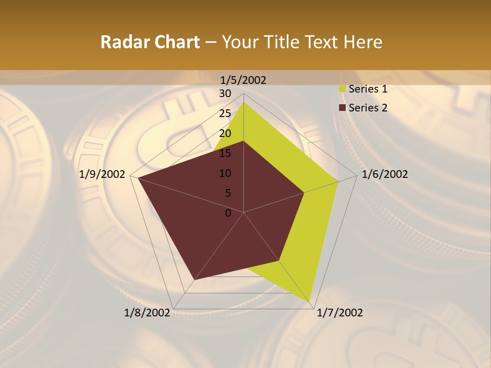 A Pile Of Golden Bitcoins Powerpoint Template PowerPoint Template