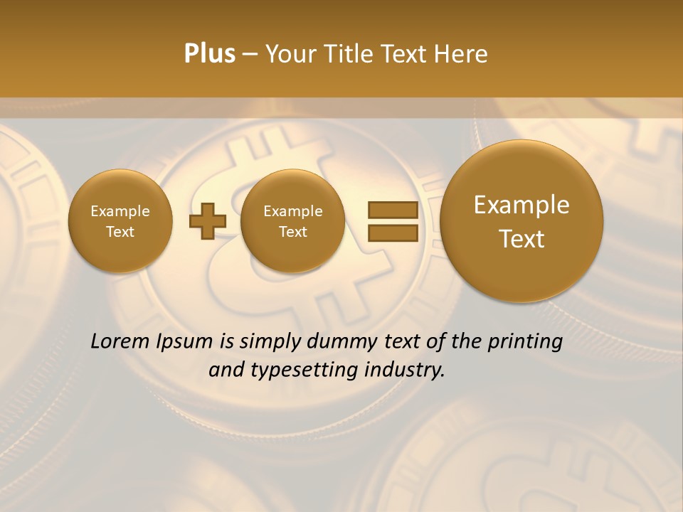 A Pile Of Golden Bitcoins Powerpoint Template PowerPoint Template
