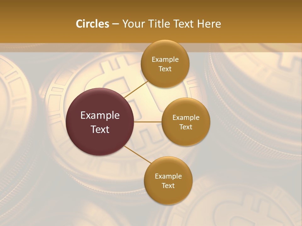 A Pile Of Golden Bitcoins Powerpoint Template PowerPoint Template