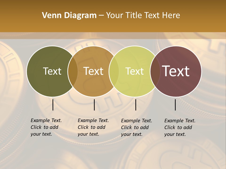 A Pile Of Golden Bitcoins Powerpoint Template PowerPoint Template