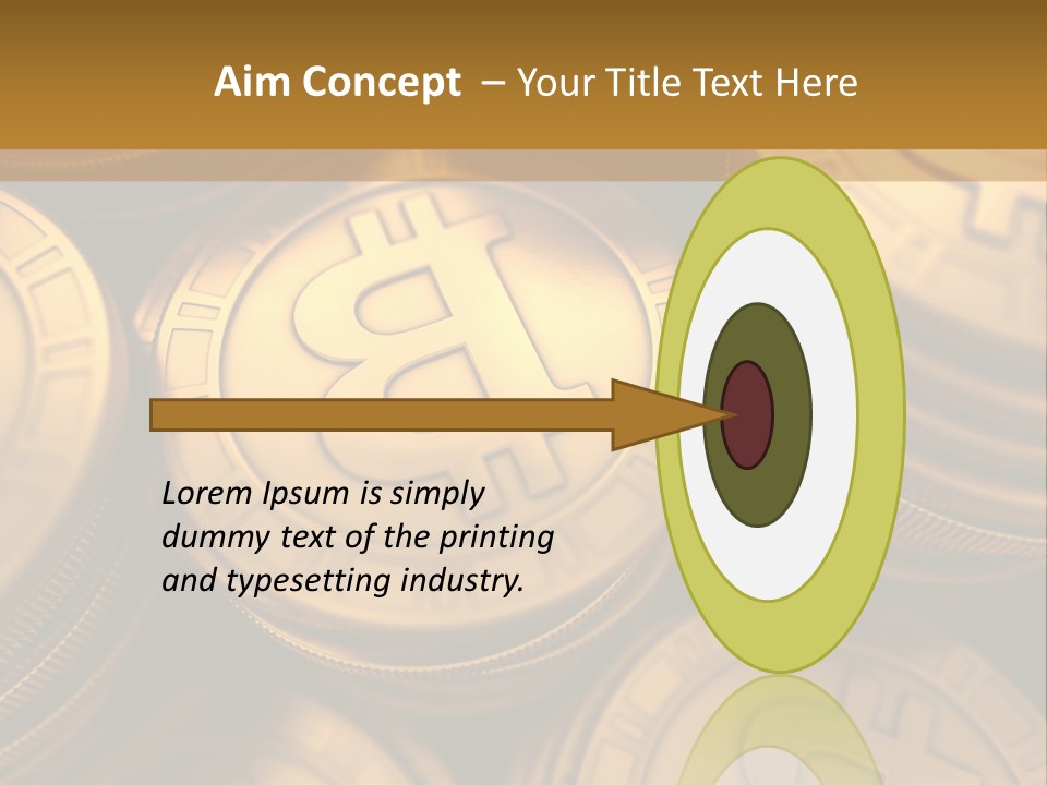 A Pile Of Golden Bitcoins Powerpoint Template PowerPoint Template