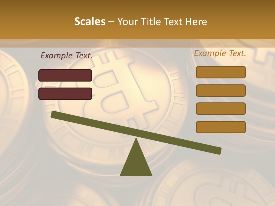 A Pile Of Golden Bitcoins Powerpoint Template PowerPoint Template