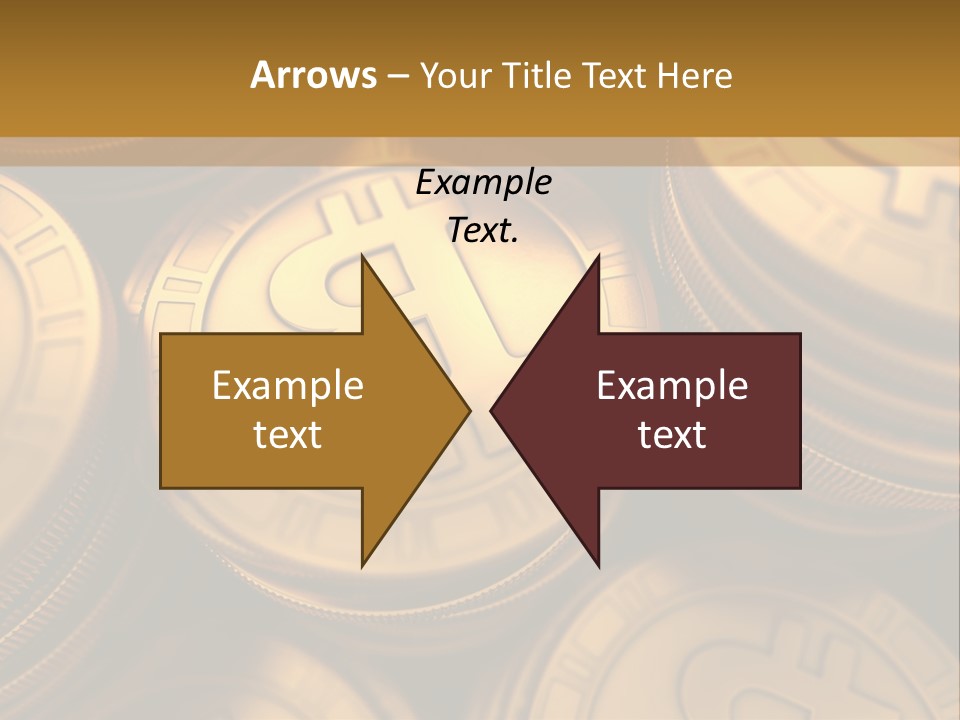 A Pile Of Golden Bitcoins Powerpoint Template PowerPoint Template