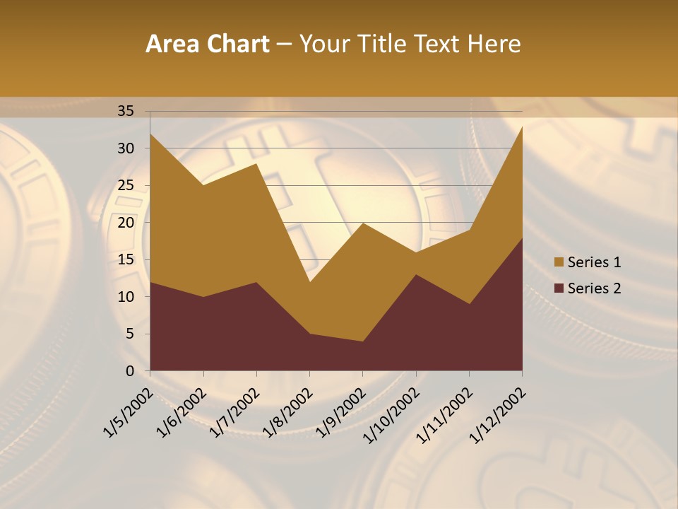 A Pile Of Golden Bitcoins Powerpoint Template PowerPoint Template