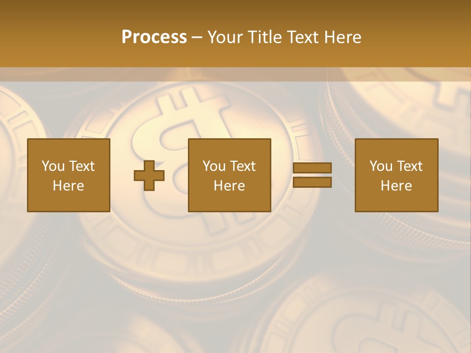 A Pile Of Golden Bitcoins Powerpoint Template PowerPoint Template