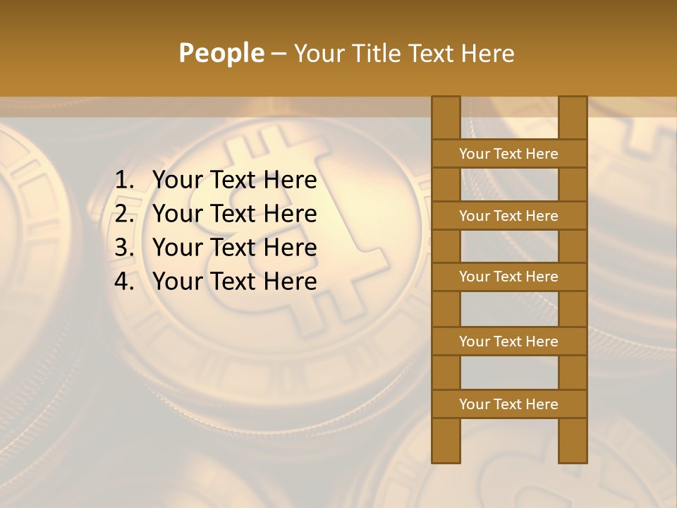 A Pile Of Golden Bitcoins Powerpoint Template PowerPoint Template