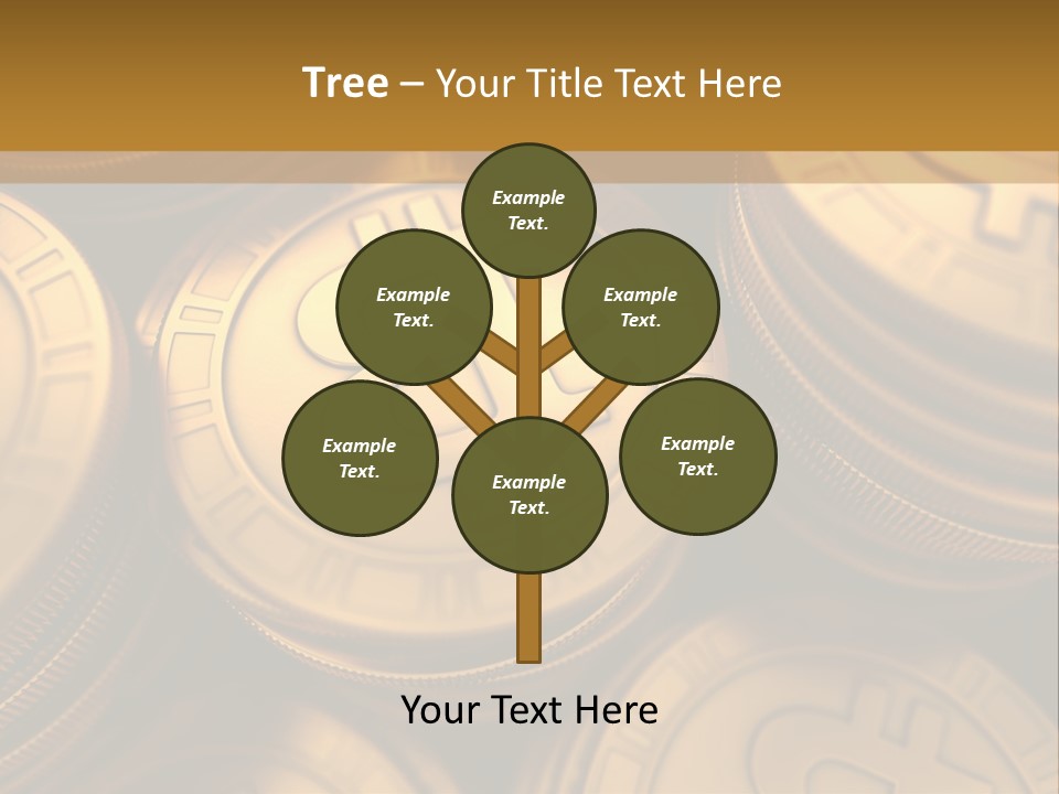 A Pile Of Golden Bitcoins Powerpoint Template PowerPoint Template