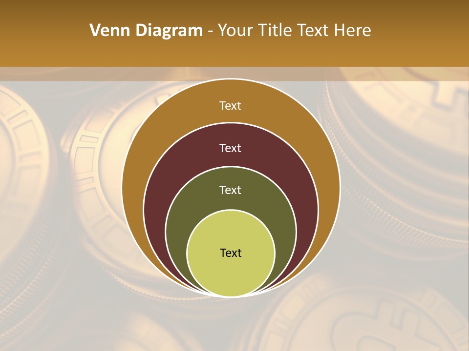 A Pile Of Golden Bitcoins Powerpoint Template PowerPoint Template