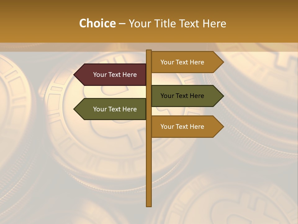 A Pile Of Golden Bitcoins Powerpoint Template PowerPoint Template