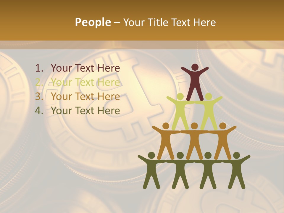 A Pile Of Golden Bitcoins Powerpoint Template PowerPoint Template