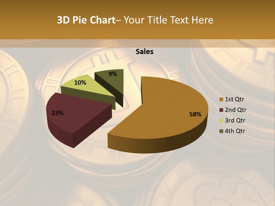 A Pile Of Golden Bitcoins Powerpoint Template PowerPoint Template