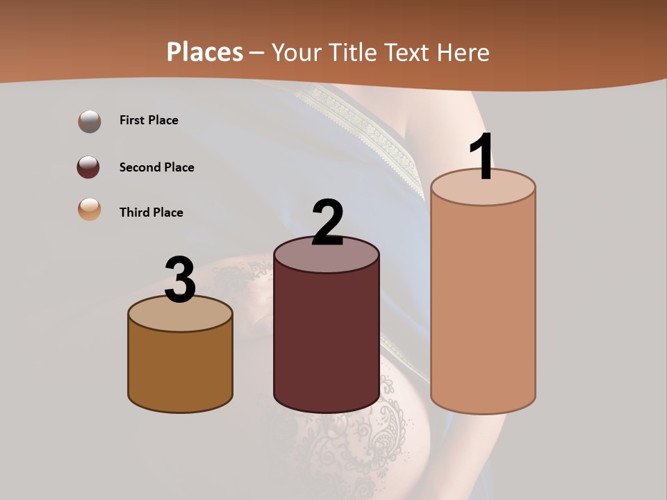 A Pregnant Woman In A Blue Sari Holding Her Belly PowerPoint Template