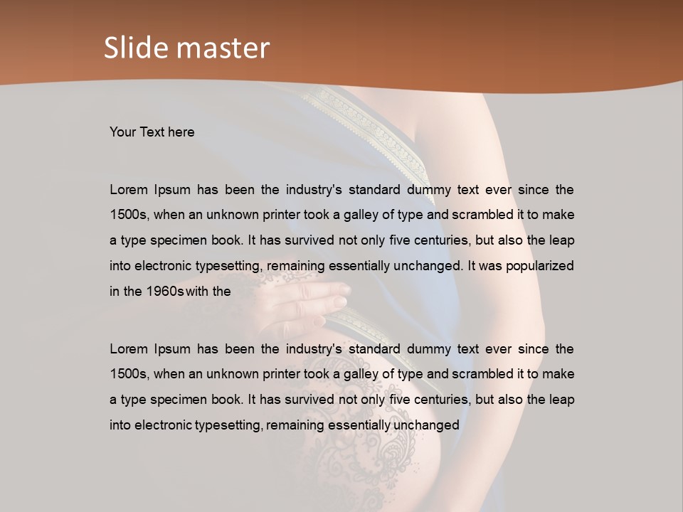 A Pregnant Woman In A Blue Sari Holding Her Belly PowerPoint Template