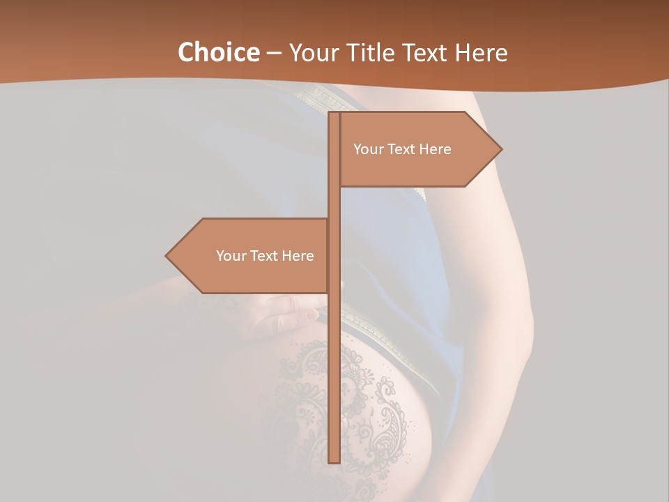 A Pregnant Woman In A Blue Sari Holding Her Belly PowerPoint Template