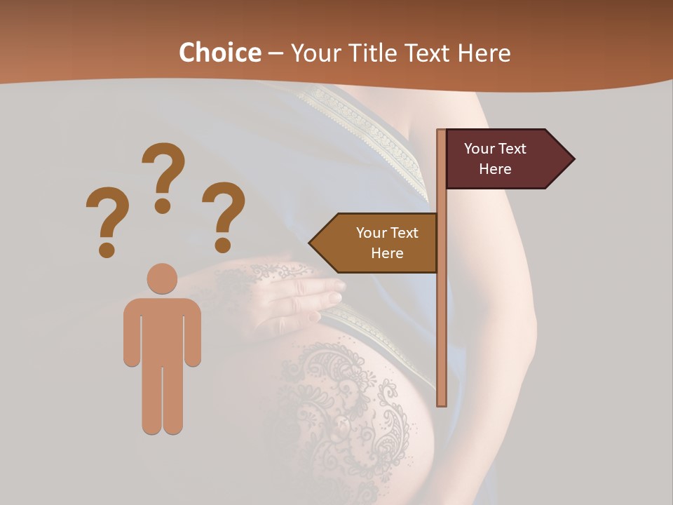 A Pregnant Woman In A Blue Sari Holding Her Belly PowerPoint Template