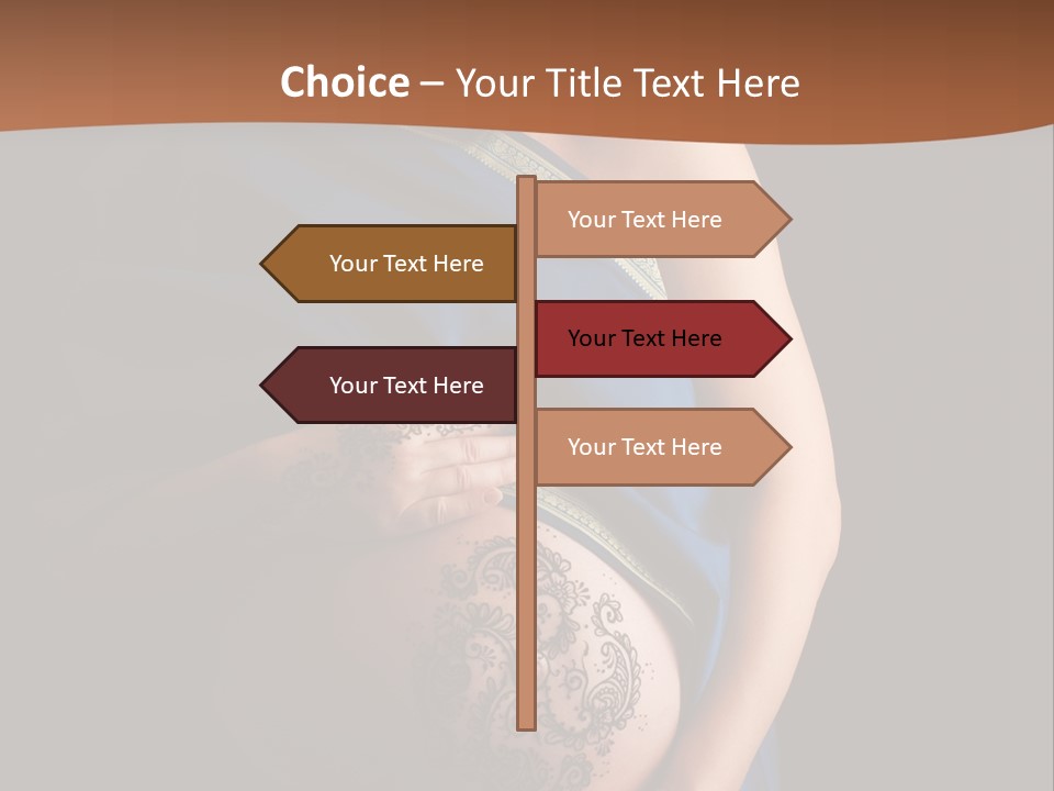 A Pregnant Woman In A Blue Sari Holding Her Belly PowerPoint Template