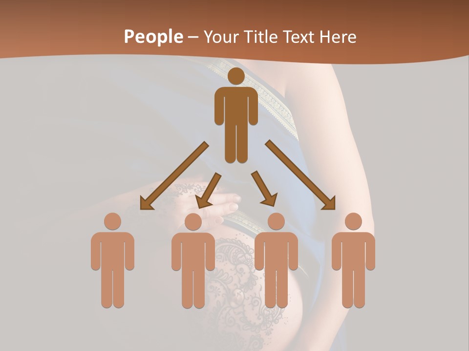 A Pregnant Woman In A Blue Sari Holding Her Belly PowerPoint Template