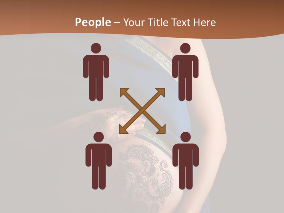 A Pregnant Woman In A Blue Sari Holding Her Belly PowerPoint Template