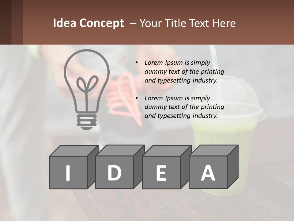 A Person Tying A Shoelace To A Green Drink PowerPoint Template