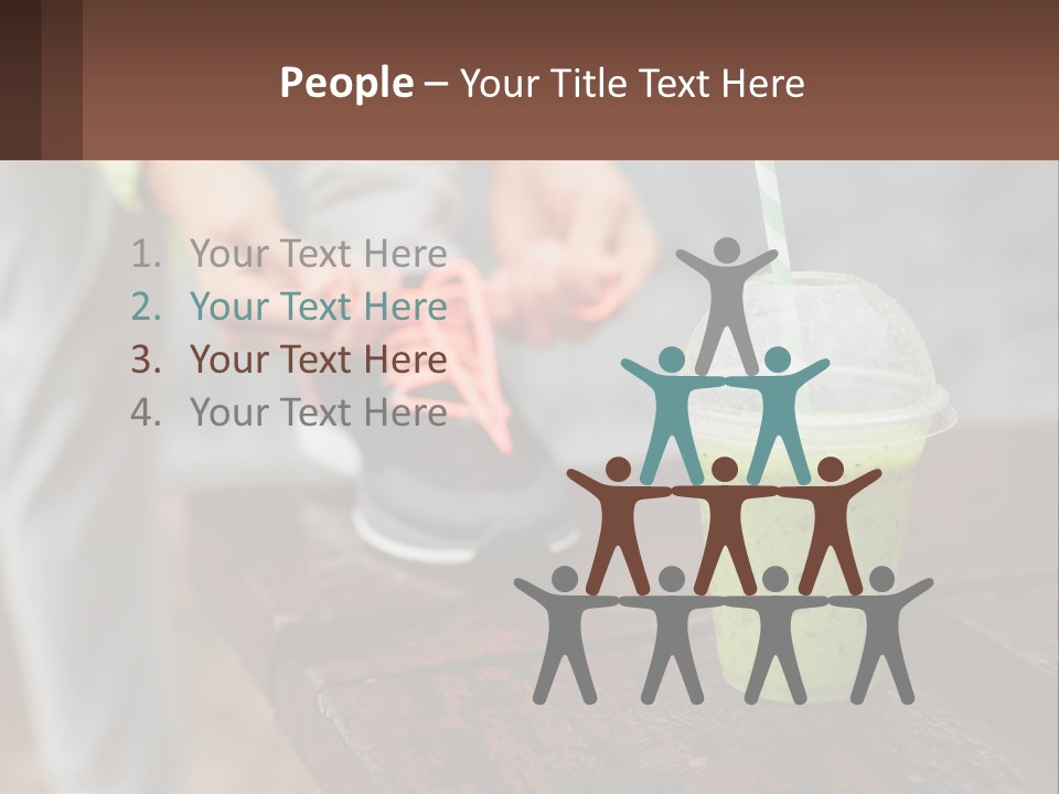 A Person Tying A Shoelace To A Green Drink PowerPoint Template