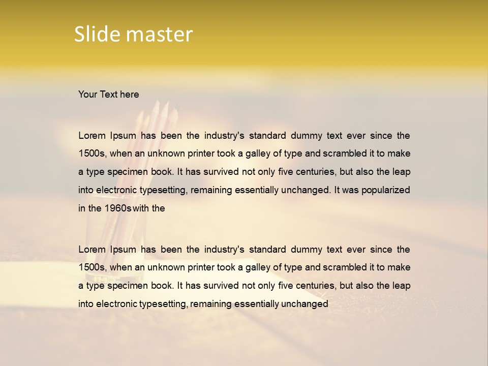 A Table With A Glass And Two Pencils In It PowerPoint Template