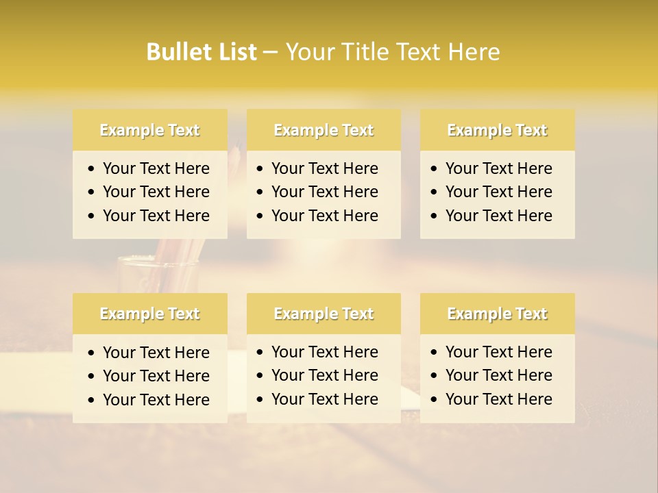 A Table With A Glass And Two Pencils In It PowerPoint Template