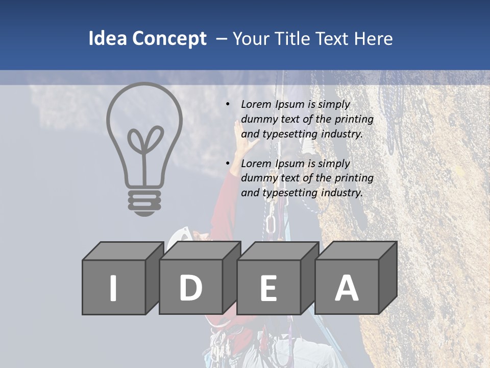 A Man Climbing Up The Side Of A Mountain PowerPoint Template