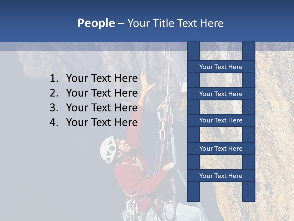 A Man Climbing Up The Side Of A Mountain PowerPoint Template