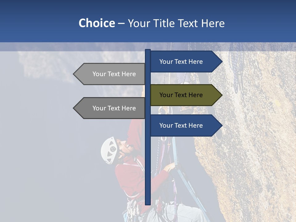A Man Climbing Up The Side Of A Mountain PowerPoint Template