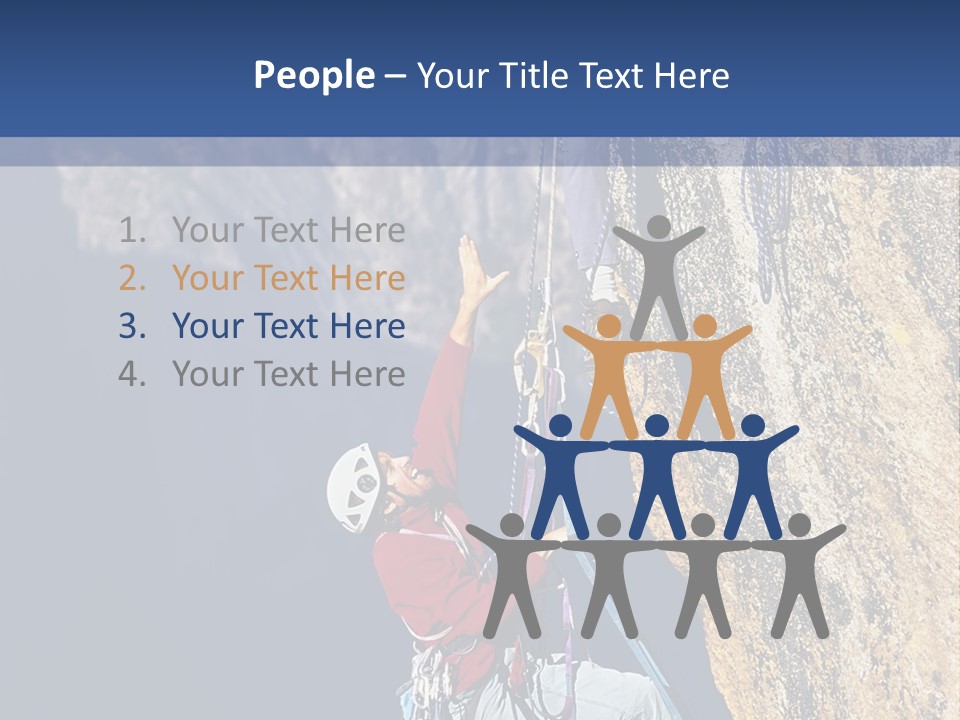 A Man Climbing Up The Side Of A Mountain PowerPoint Template
