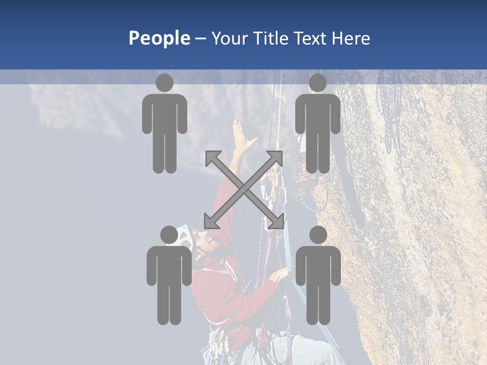 A Man Climbing Up The Side Of A Mountain PowerPoint Template
