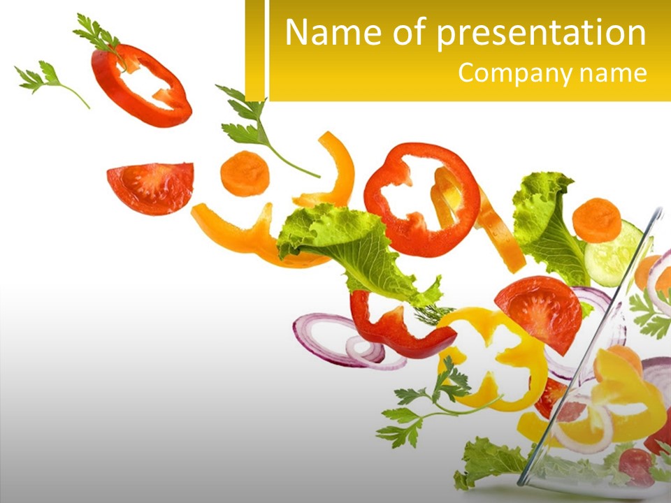 A Salad With Tomatoes, Lettuce, Carrots And Other Vegetables PowerPoint Template