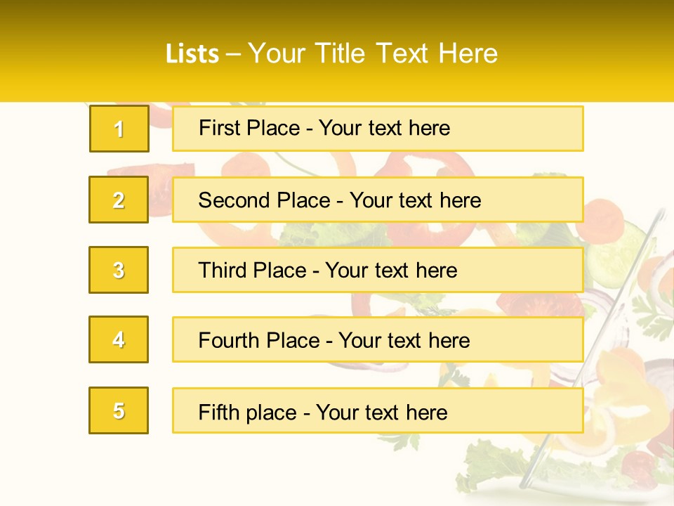 A Salad With Tomatoes, Lettuce, Carrots And Other Vegetables PowerPoint Template