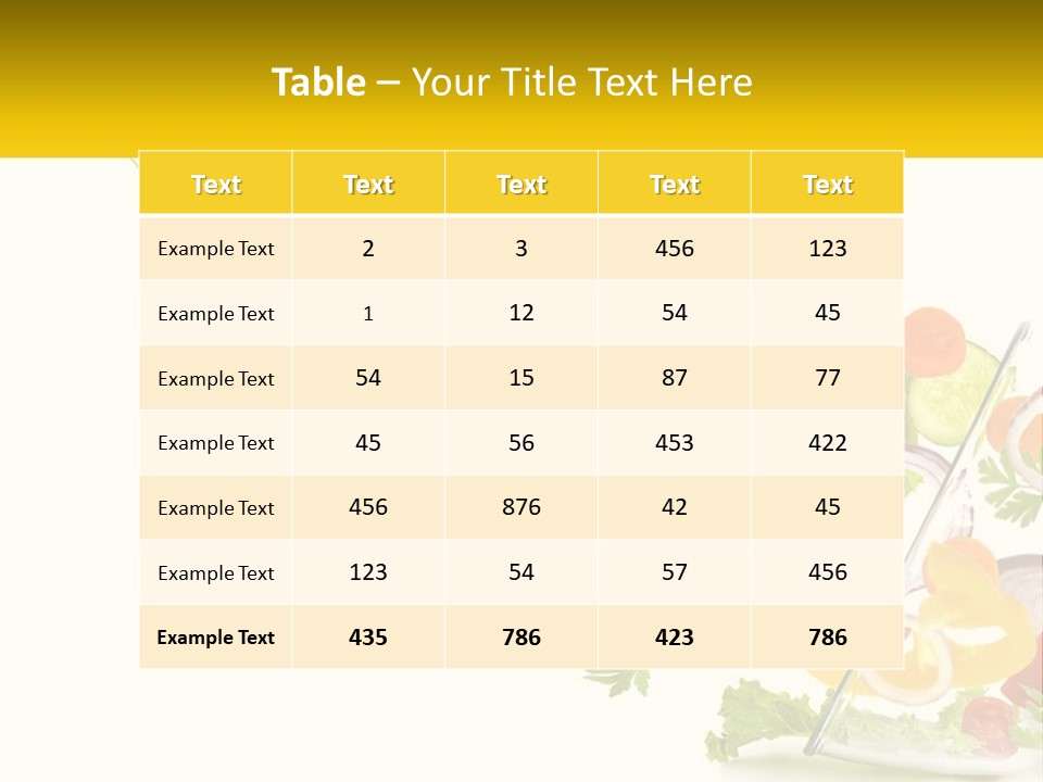 A Salad With Tomatoes, Lettuce, Carrots And Other Vegetables PowerPoint Template